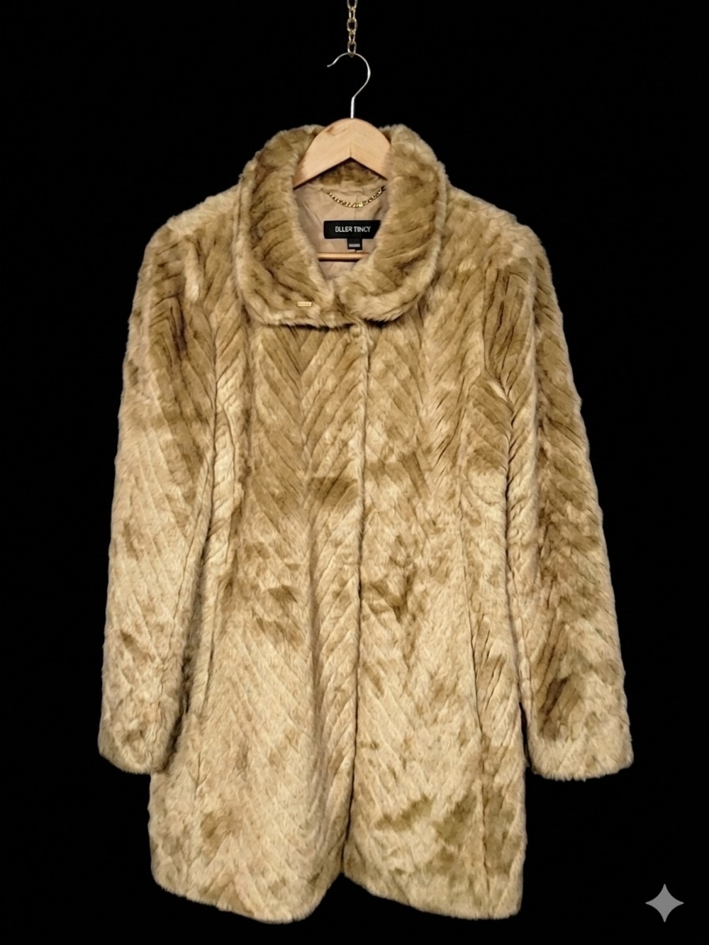 Ellen Tracy Plush Faux-Fur Coat in Light Tan